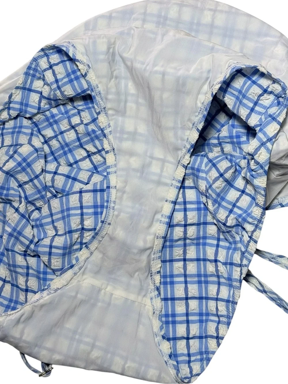 Tory Burch Blue Check Plaid Underwire One Piece Swimsuit Size Medium